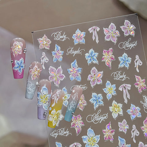 Lily Flower Nail Stickers | Vintage Floral Nail Art Decals - image 3