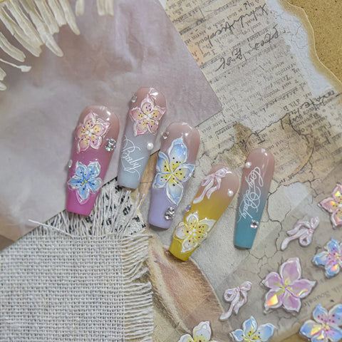 Lily Flower Nail Stickers | Vintage Floral Nail Art Decals - image 4