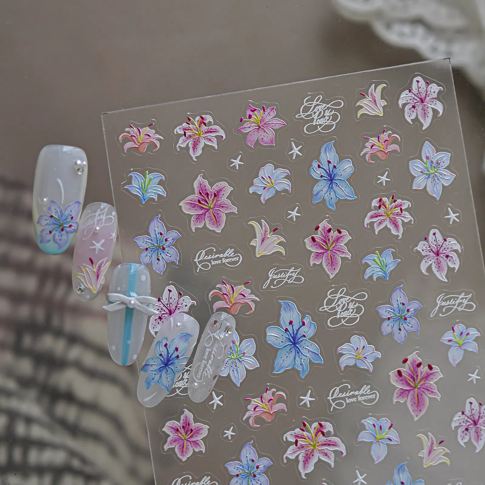 Lily Lace Ballet Nail Stickers | Coquette Floral Nail Art Decals - image 4