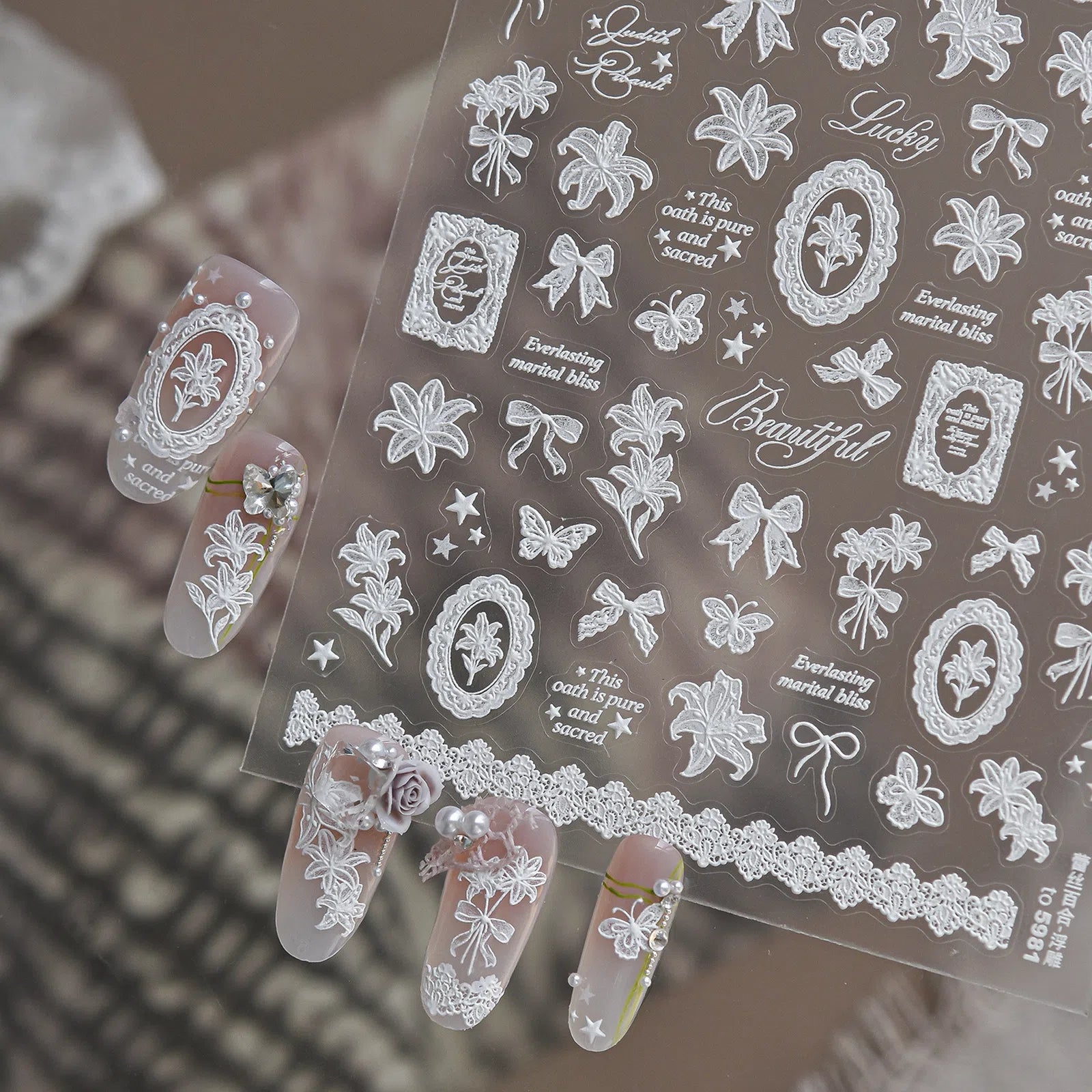 Lily Lace Ballet Nail Stickers | Coquette Floral Nail Art Decals - image 5