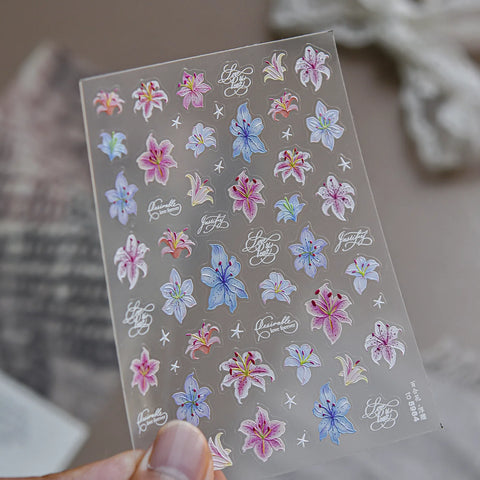 Lily Lace Ballet Nail Stickers | Coquette Floral Nail Art Decals - to5984 variant image