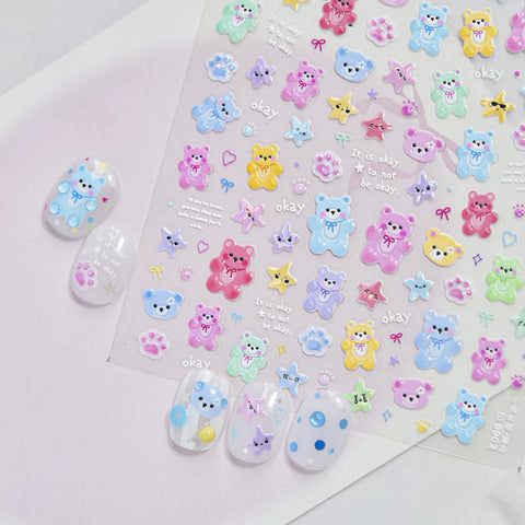 Macaron Bear Nail Stickers | Kawaii Candy Nail Art Decals - image 3