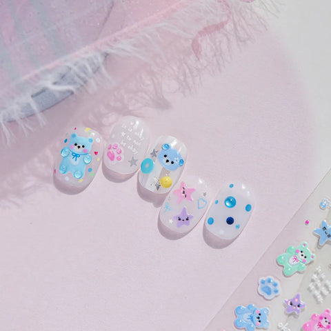 Macaron Bear Nail Stickers | Kawaii Candy Nail Art Decals - image 4