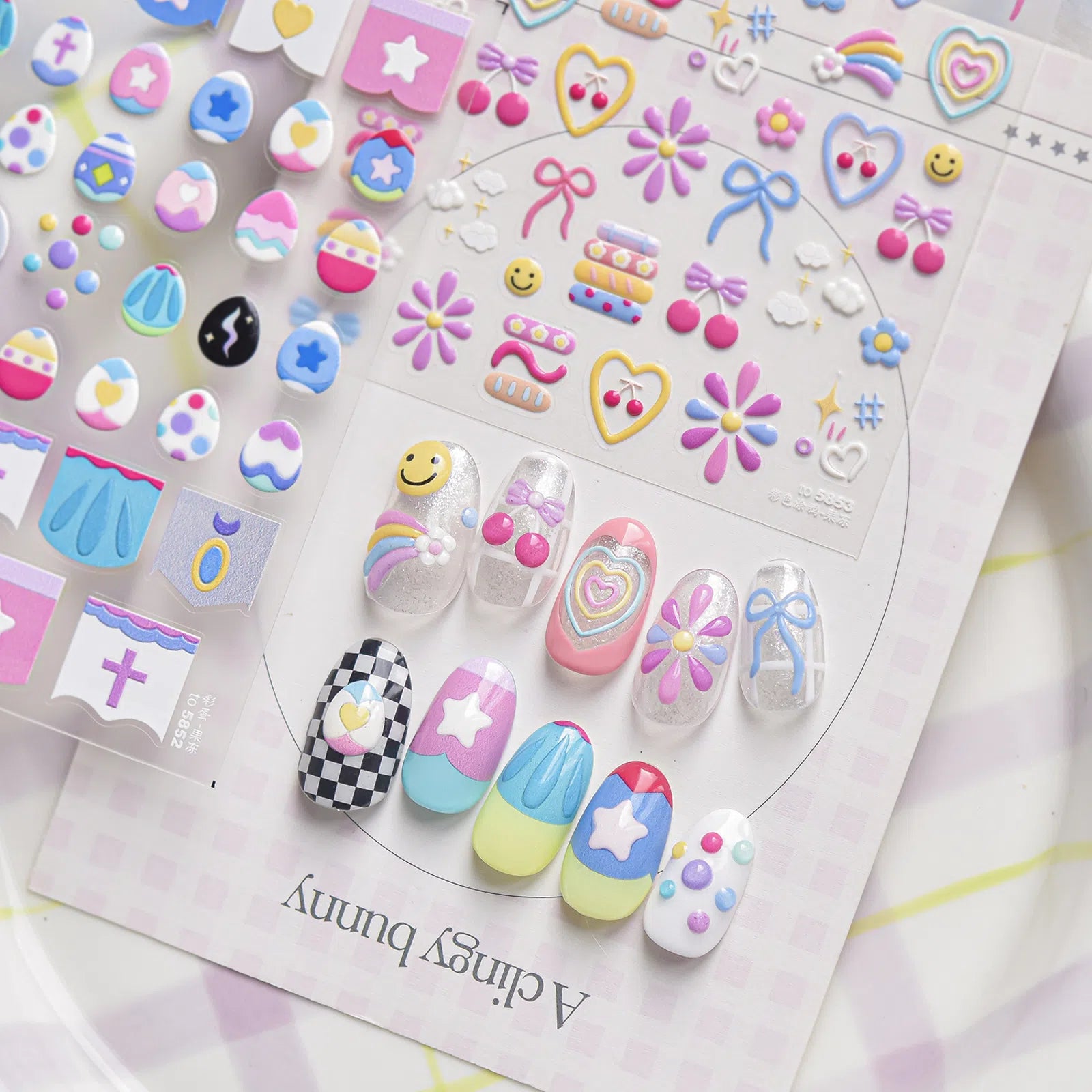 Macaron Color Nail Stickers | Playful Kawaii Nail Art Decals - image 1