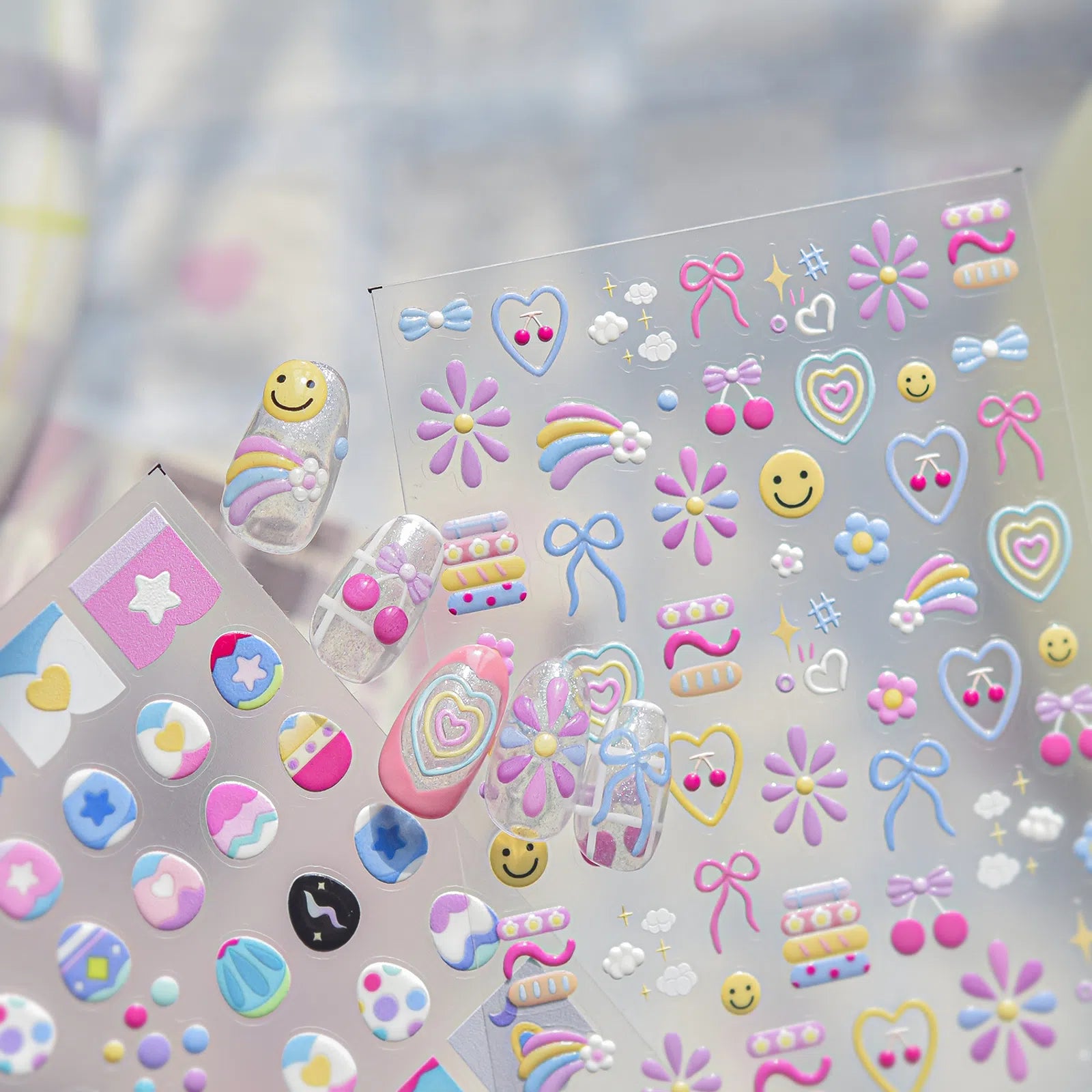Macaron Color Nail Stickers | Playful Kawaii Nail Art Decals - image 2