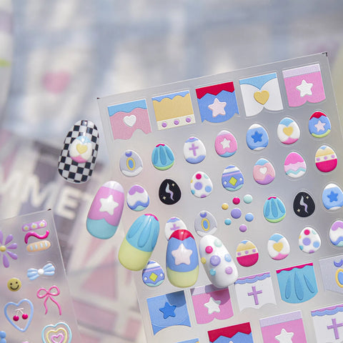 Macaron Color Nail Stickers | Playful Kawaii Nail Art Decals - image 3