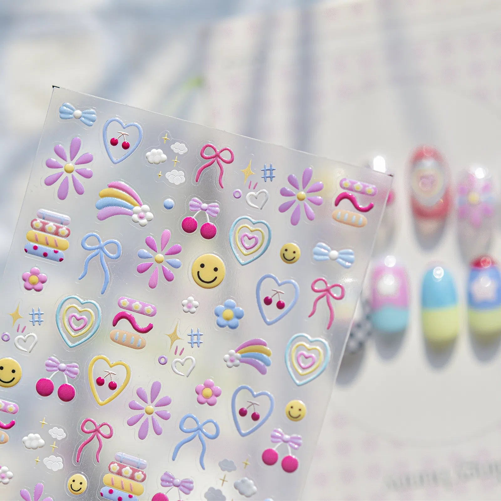 Macaron Color Nail Stickers | Playful Kawaii Nail Art Decals - image 4