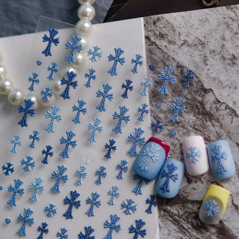 Macaron Cross Star Nail Stickers | Colorful Y2K Nail Art Decals - image 9