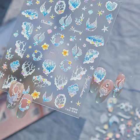 Mermaid Ocean Nail Stickers | Jelly Sea Nail Art Decals - image 1
