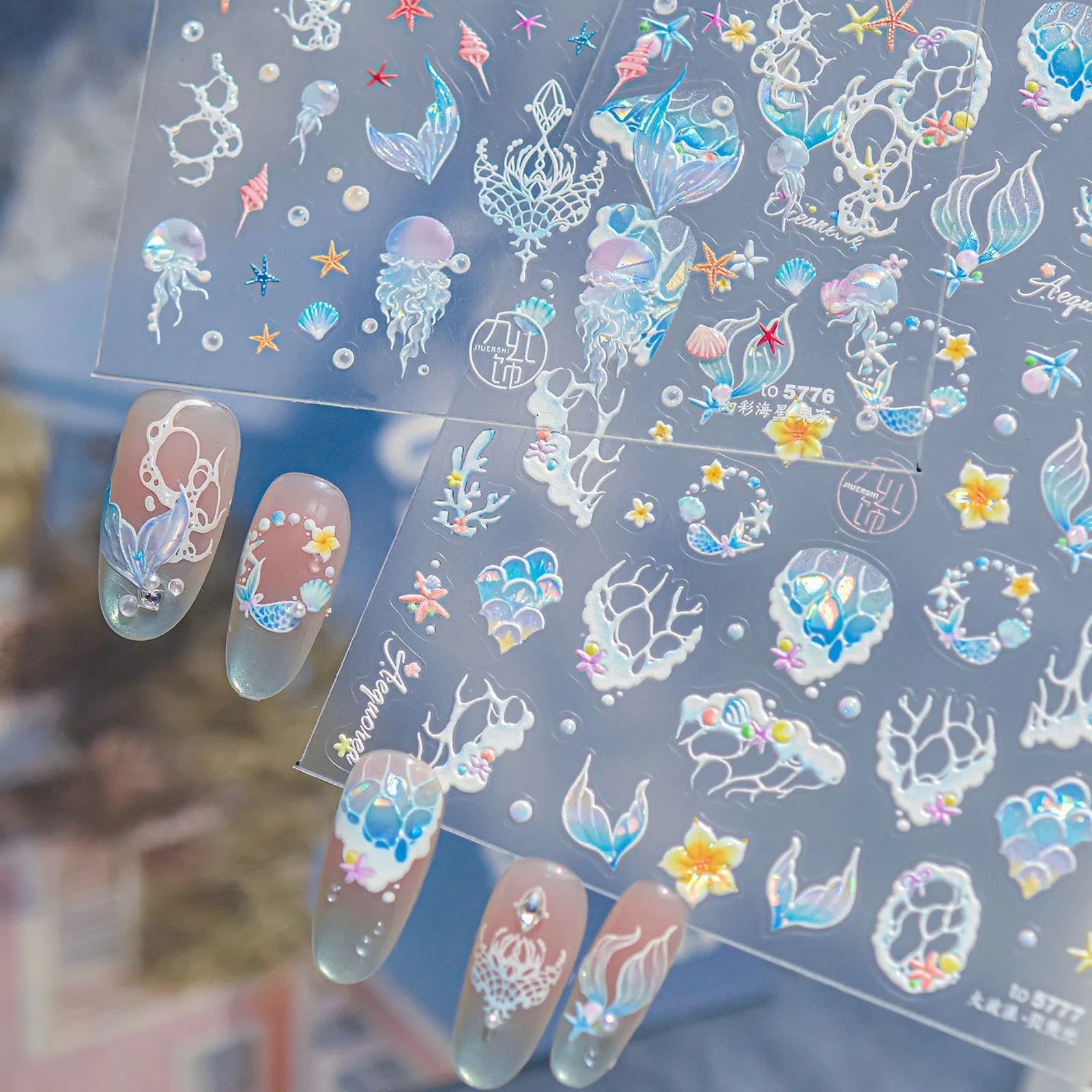 Mermaid Ocean Nail Stickers | Jelly Sea Nail Art Decals - image 2