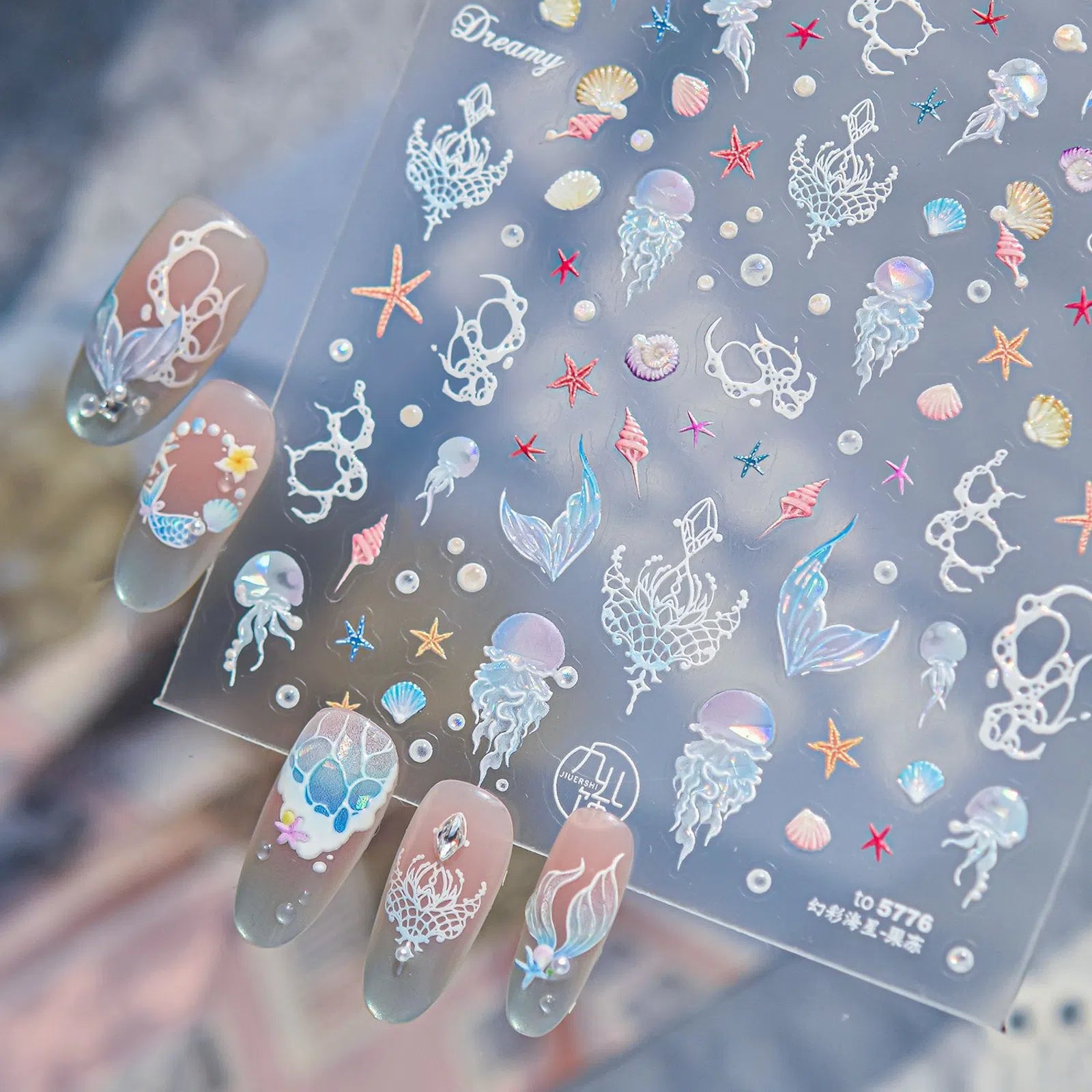 Mermaid Ocean Nail Stickers | Jelly Sea Nail Art Decals - image 3