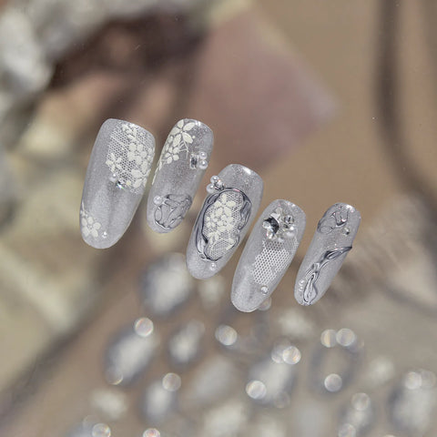 Metal Lace Ballet Nail Stickers | Coquette Nail Art Decals - image 1