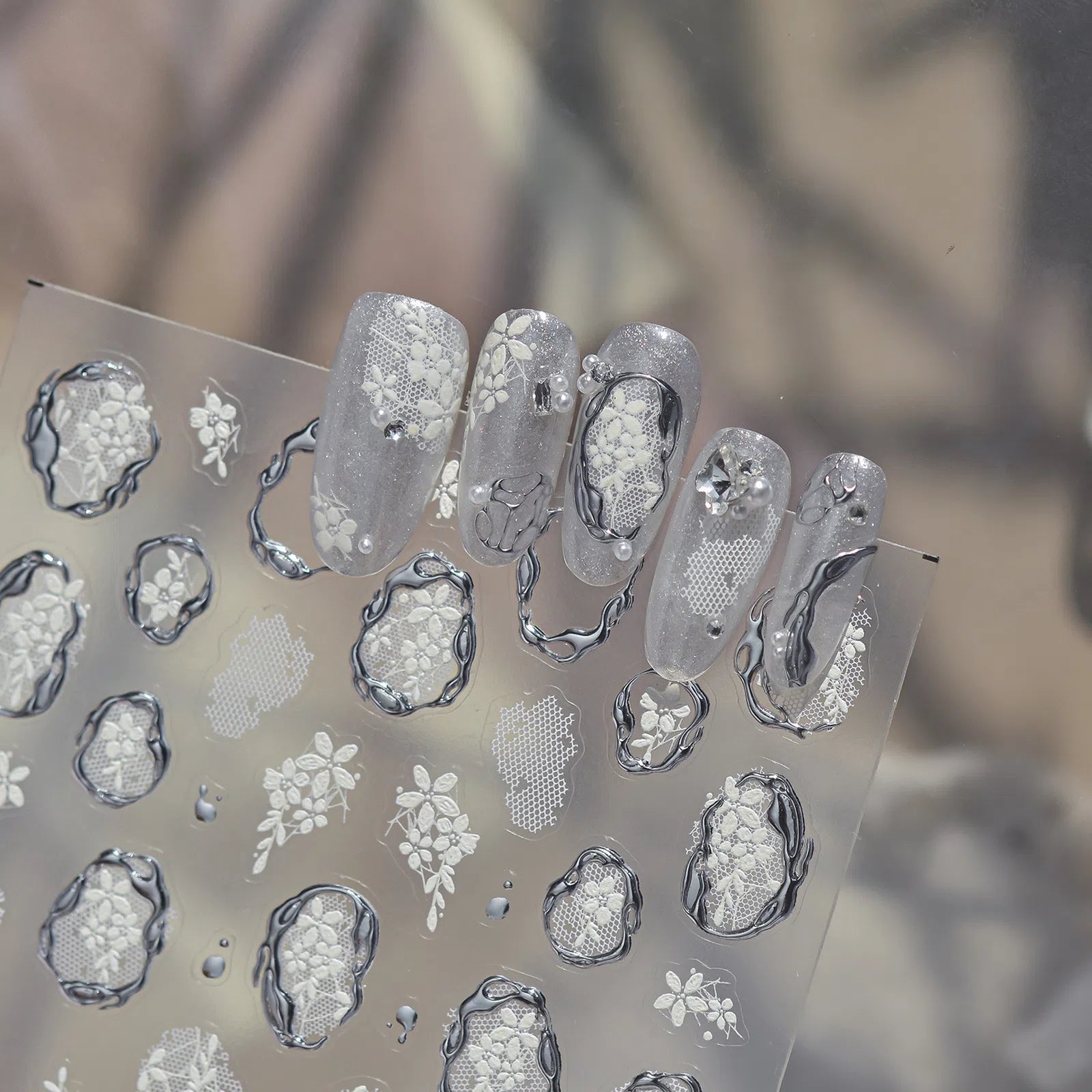 Metal Lace Ballet Nail Stickers | Coquette Nail Art Decals - image 2