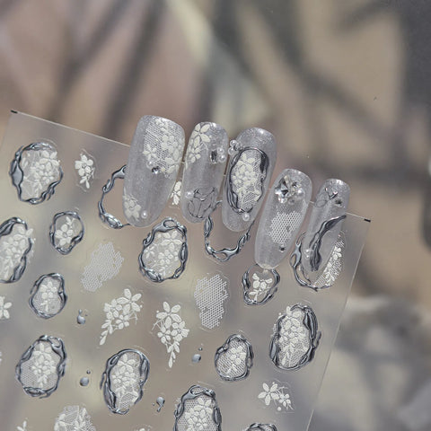 Metal Lace Ballet Nail Stickers | Coquette Nail Art Decals - image 2