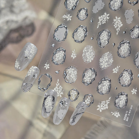 Metal Lace Ballet Nail Stickers | Coquette Nail Art Decals - image 5