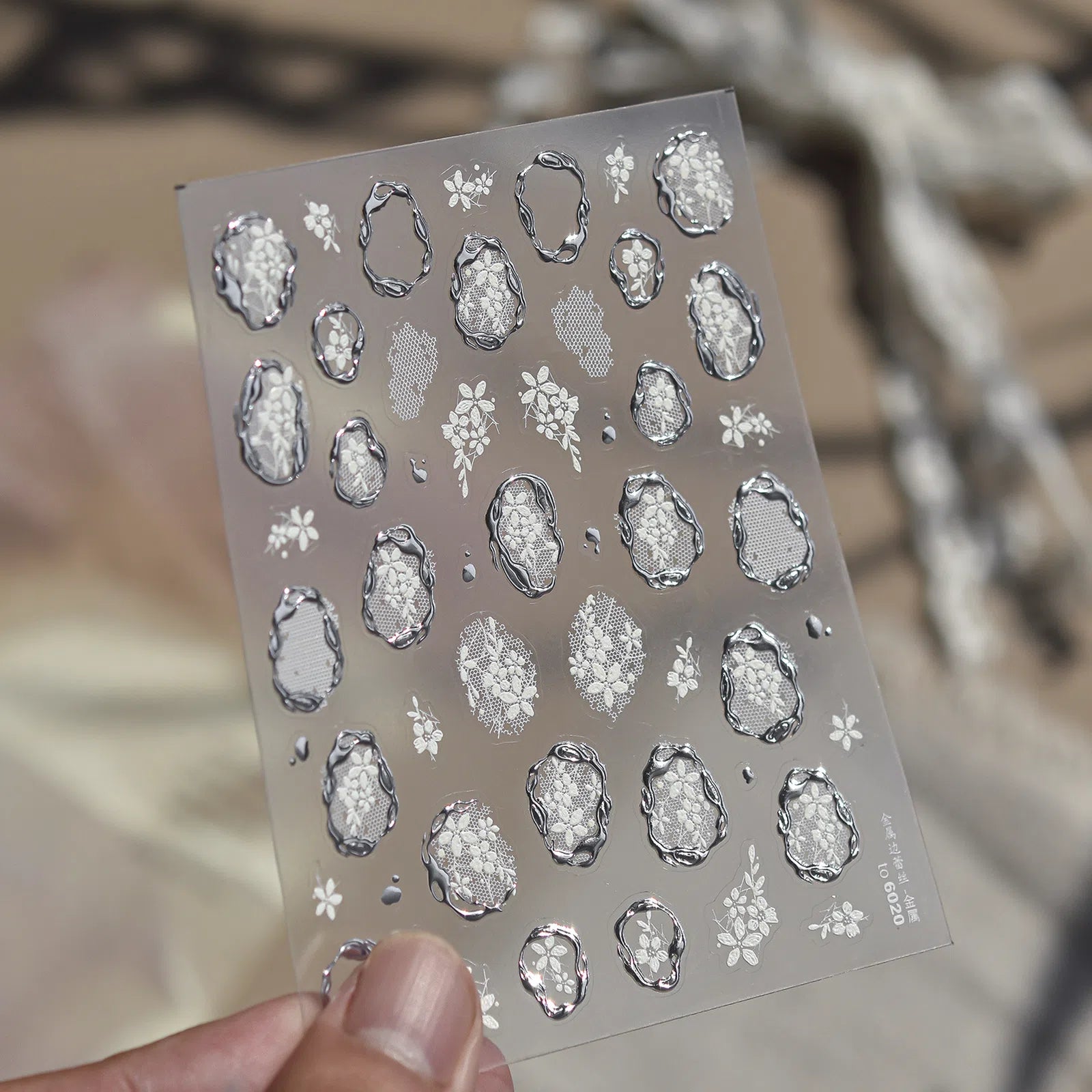 Metal Lace Ballet Nail Stickers | Coquette Nail Art Decals - to6020 variant image