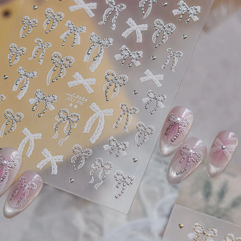 Metallic Bow Ribbon Nail Stickers | Coquette Nail Art Decals - image 4