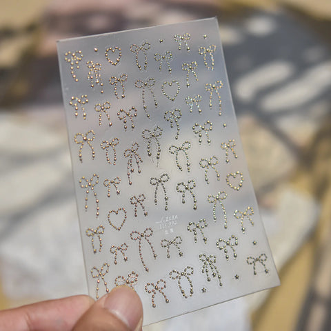 Metallic Bow Ribbon Nail Stickers | Coquette Nail Art Decals - MS994-gold variant image