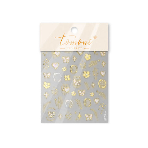to5255-gold Metallic Butterfly Heart Nail Stickers variant image - Tomoni Nail Art
