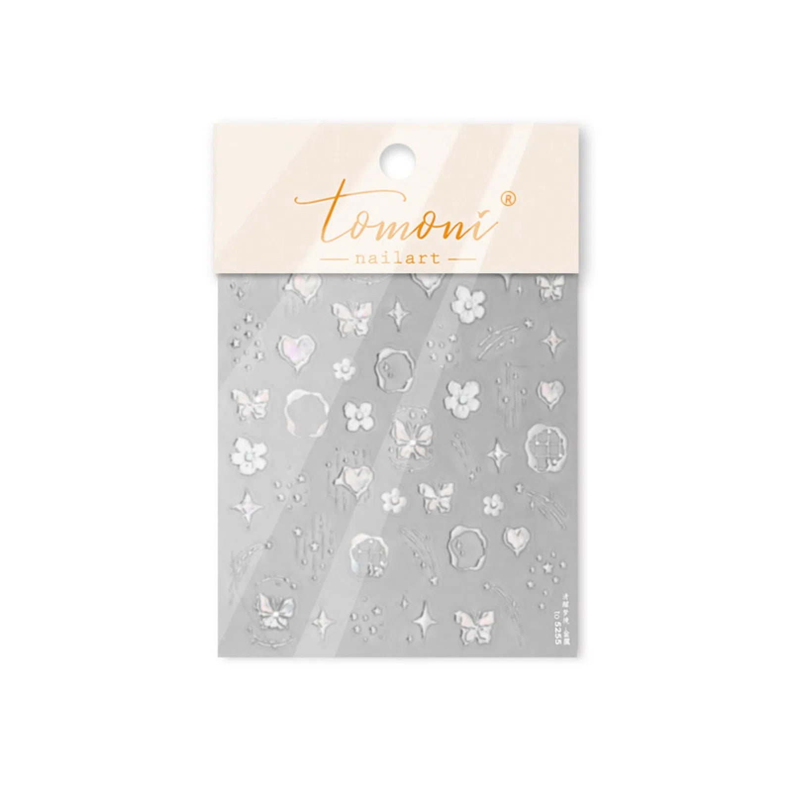 to5255-silver Metallic Butterfly Heart Nail Stickers variant image - Tomoni Nail Art