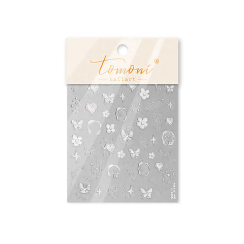 to5255-silver Metallic Butterfly Heart Nail Stickers variant image - Tomoni Nail Art