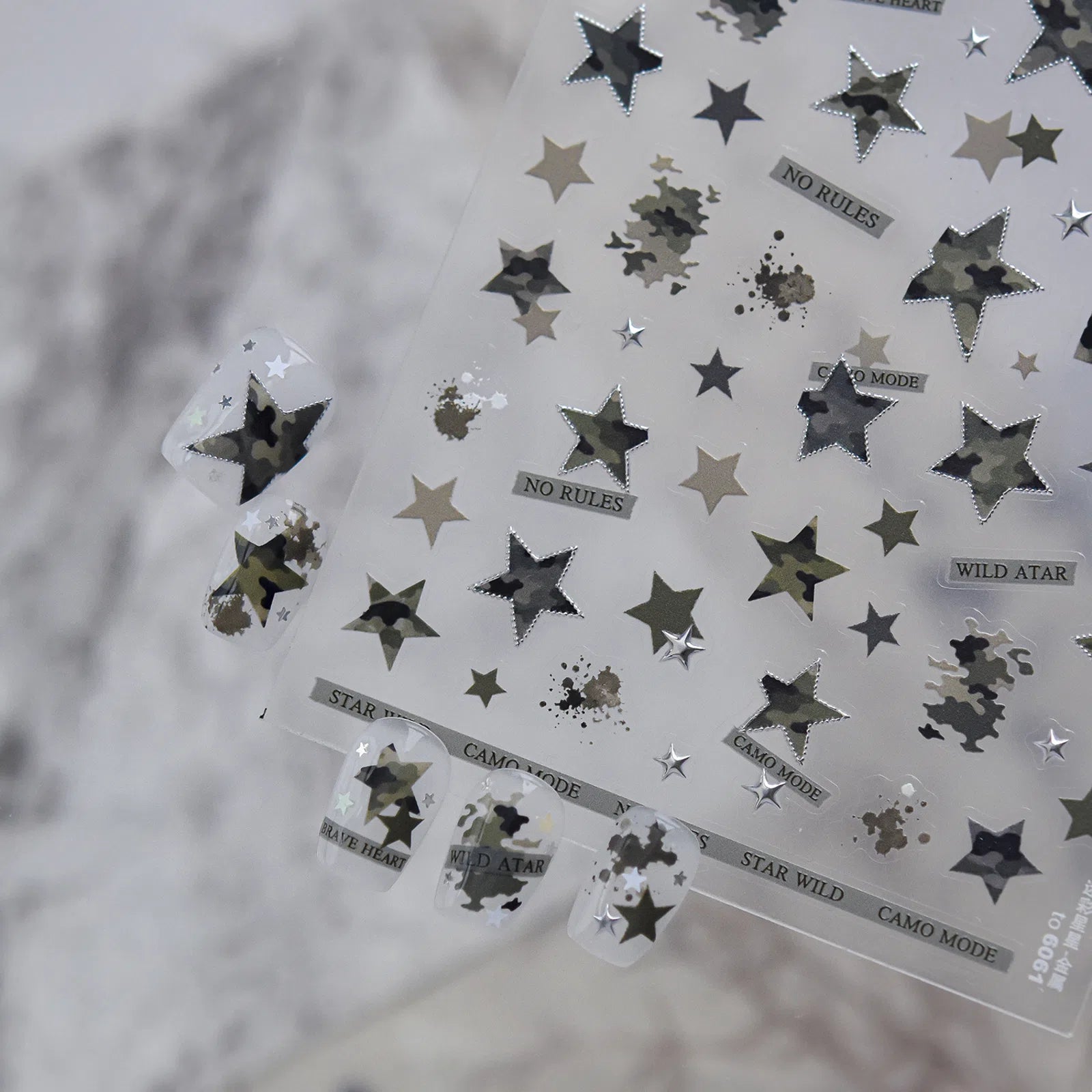 Metallic Camo Star Nail Stickers | Cool Star Nail Art Decals - image 1