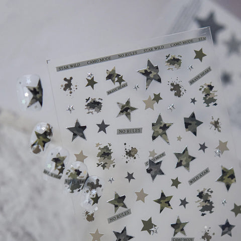 Metallic Camo Star Nail Stickers | Cool Star Nail Art Decals - image 2