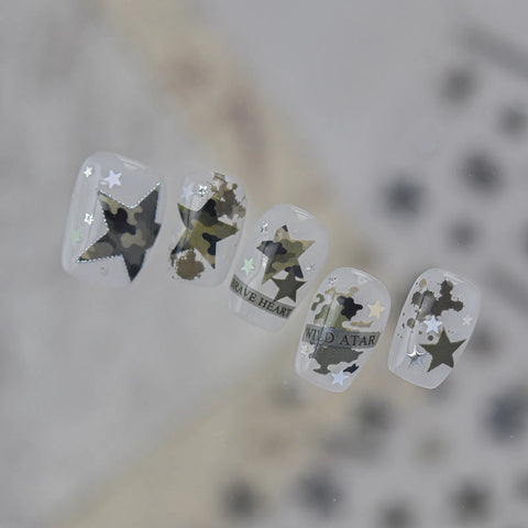 Metallic Camo Star Nail Stickers | Cool Star Nail Art Decals - image 4