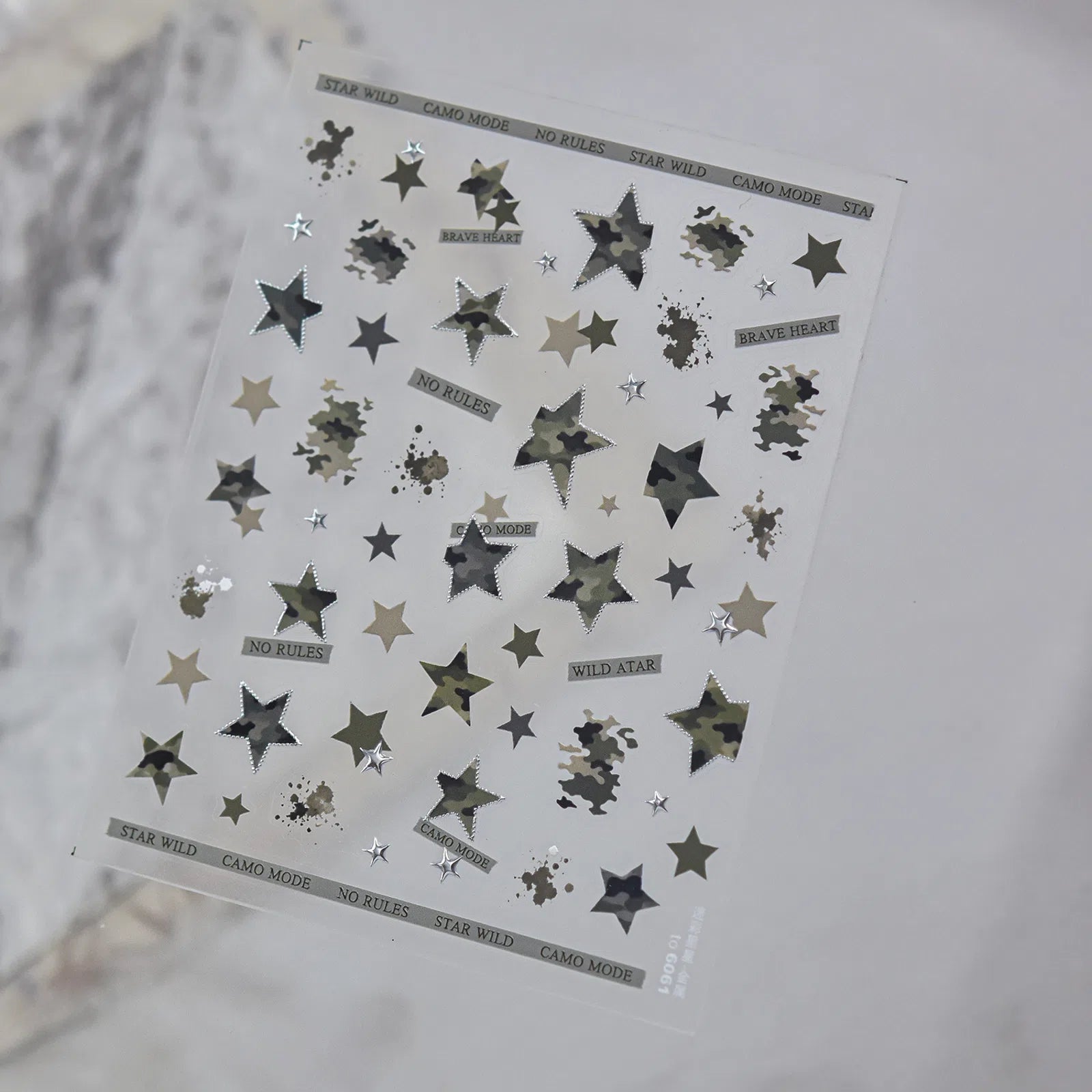 Metallic Camo Star Nail Stickers | Cool Star Nail Art Decals - to6061 variant image