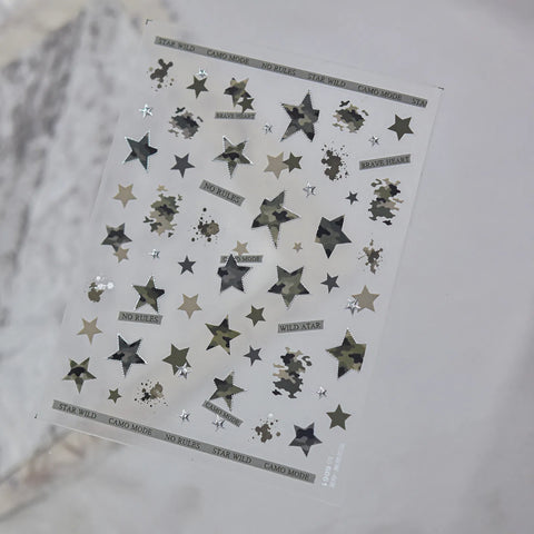 Metallic Camo Star Nail Stickers | Cool Star Nail Art Decals - to6061 variant image