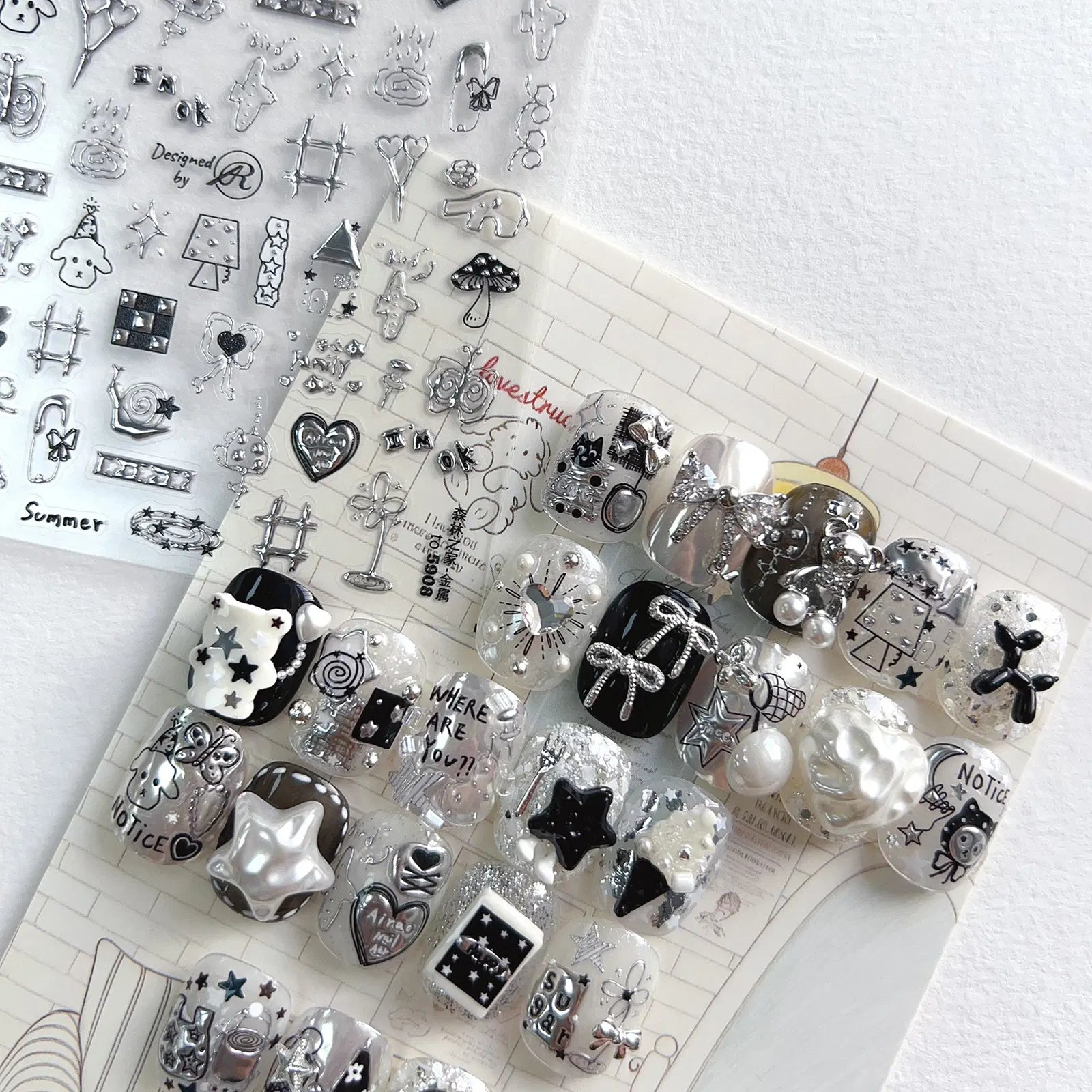 Metallic Cat Nail Stickers | Playful Kawaii Nail Art Decals - image 1