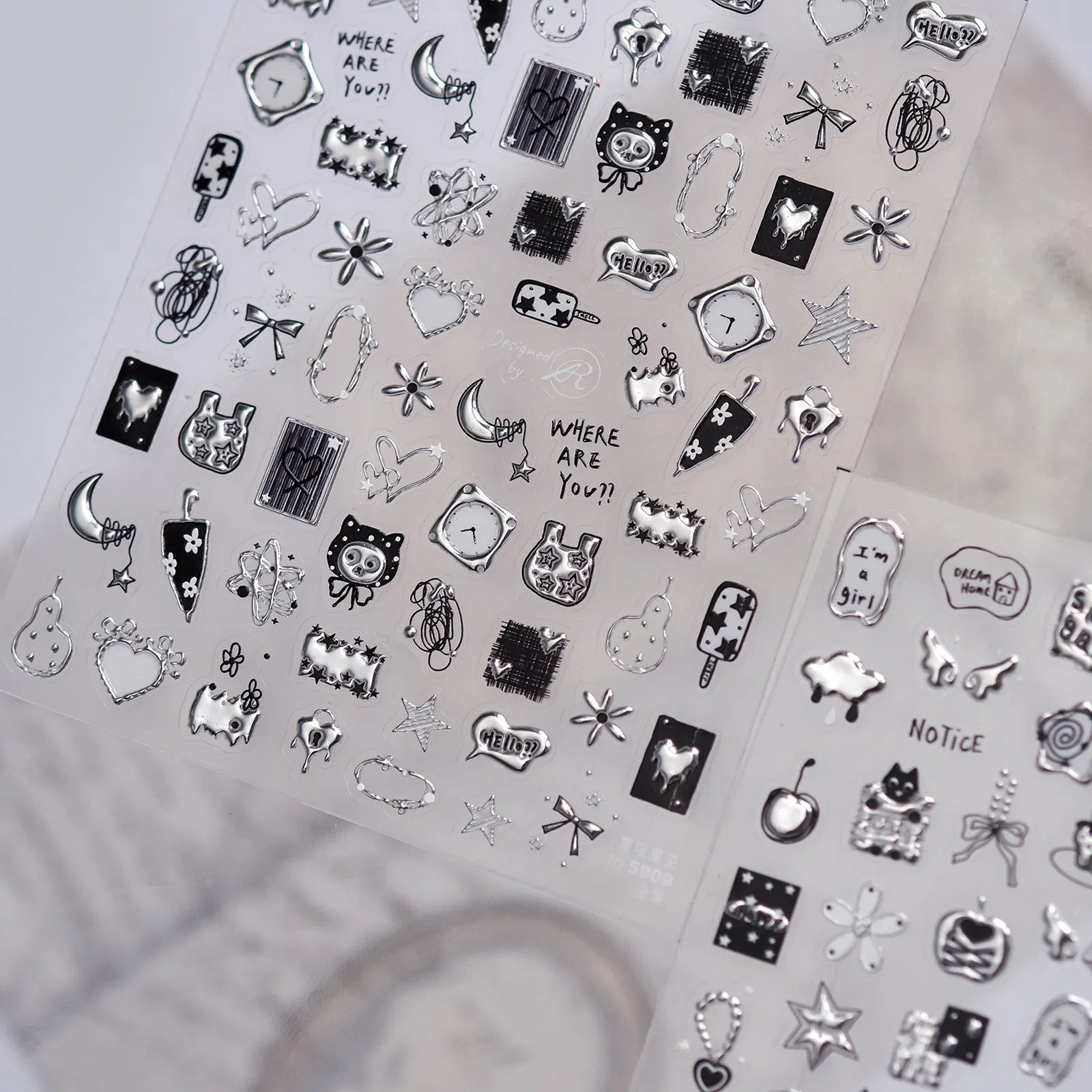 Metallic Cat Nail Stickers | Playful Kawaii Nail Art Decals - image 2
