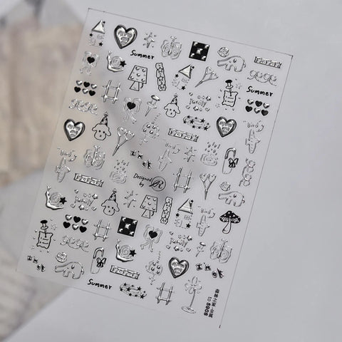 Metallic Cat Nail Stickers | Playful Kawaii Nail Art Decals - image 4