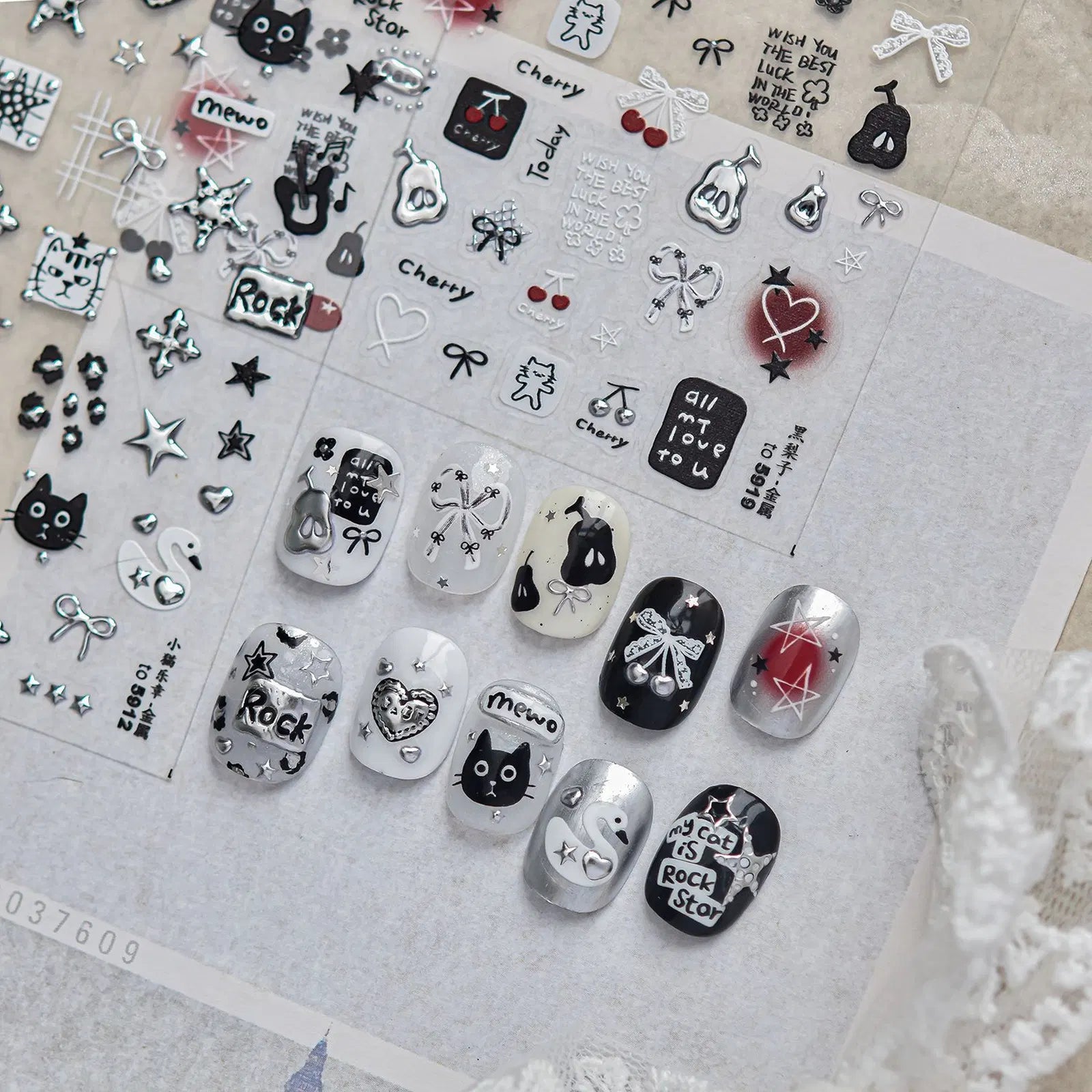 Metallic Cat Nail Stickers | Kawaii Street Nail Art Decals - image 1