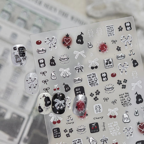 Metallic Cat Nail Stickers | Kawaii Street Nail Art Decals - image 2