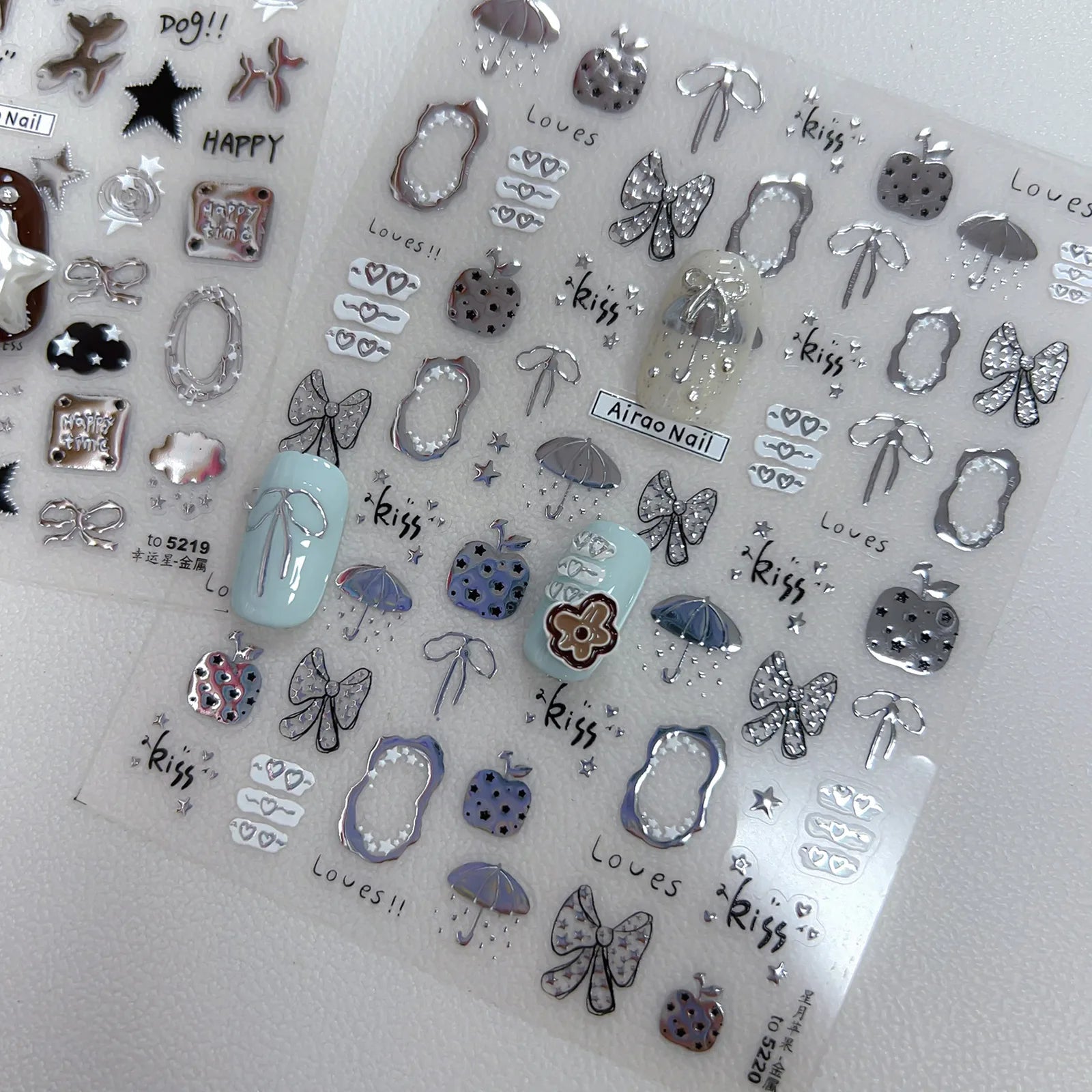 Metallic Celestial Nail Stickers | Star & Moon Nail Art Decals - image 1
