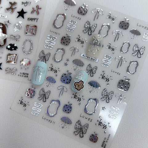 Metallic Celestial Nail Stickers | Star & Moon Nail Art Decals - image 1