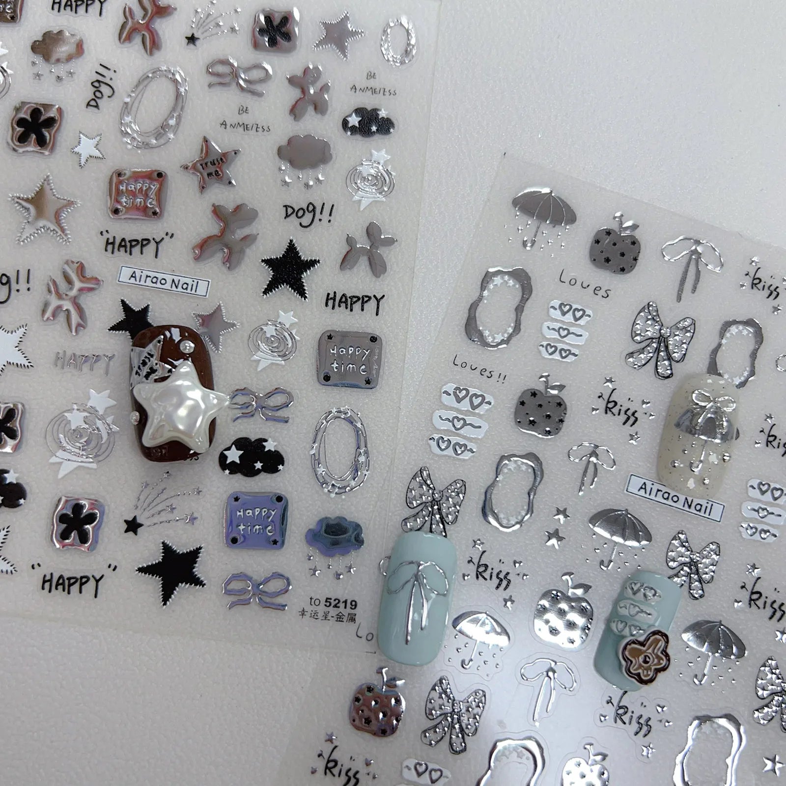 Metallic Celestial Nail Stickers | Star & Moon Nail Art Decals - image 2