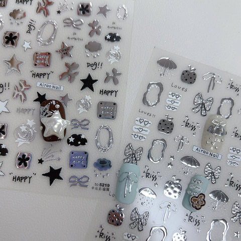 Metallic Celestial Nail Stickers | Star & Moon Nail Art Decals - image 2