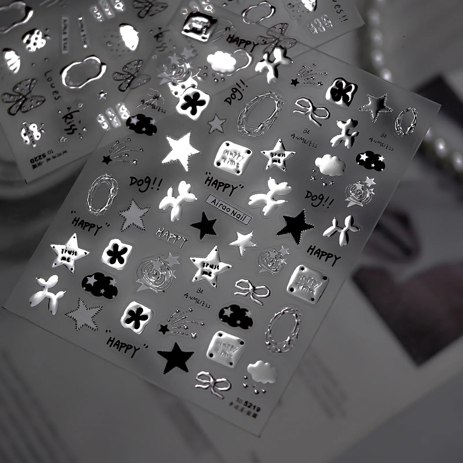 Metallic Celestial Nail Stickers | Star & Moon Nail Art Decals - image 4
