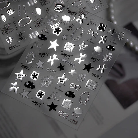 Metallic Celestial Nail Stickers | Star & Moon Nail Art Decals - image 4