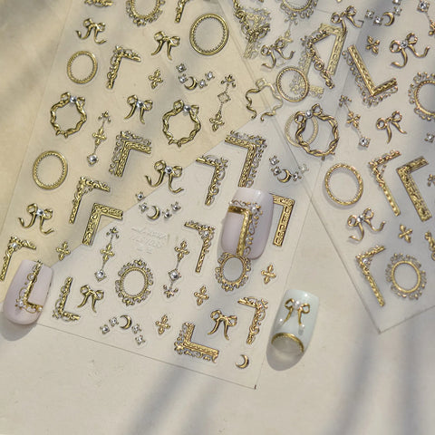 Metallic Frame Nail Stickers | Luxe Nail Art Decals - image 3