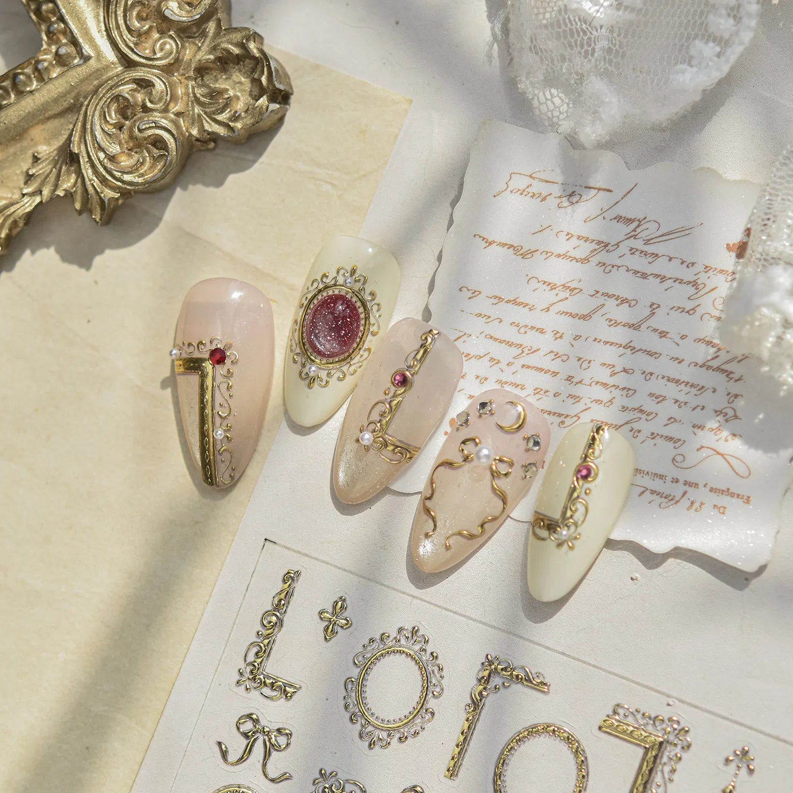Metallic Frame Nail Stickers | Luxe Nail Art Decals - image 4