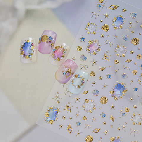 Metallic Ocean Nail Stickers | Luxury Summer Nail Art Decals - image 1