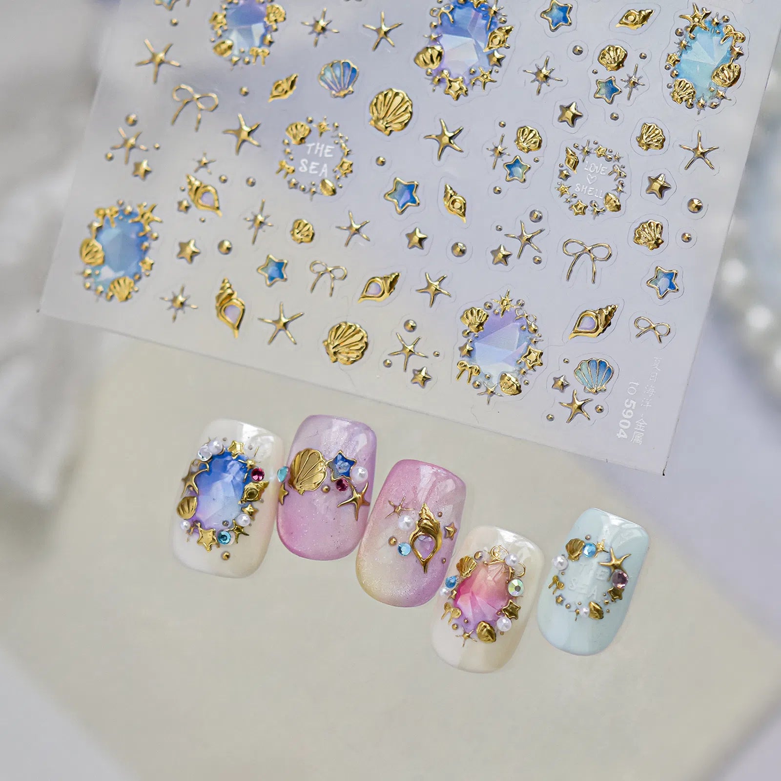 Metallic Ocean Nail Stickers | Luxury Summer Nail Art Decals - image 3