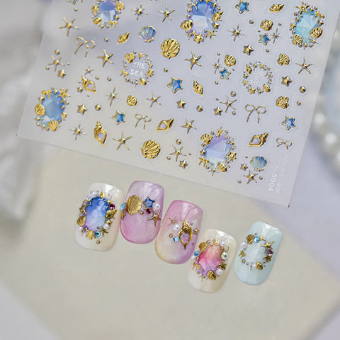 Metallic Ocean Nail Stickers | Luxury Summer Nail Art Decals - image 3