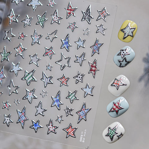 Metallic Star Nail Stickers | Celestial Nail Art Decals image