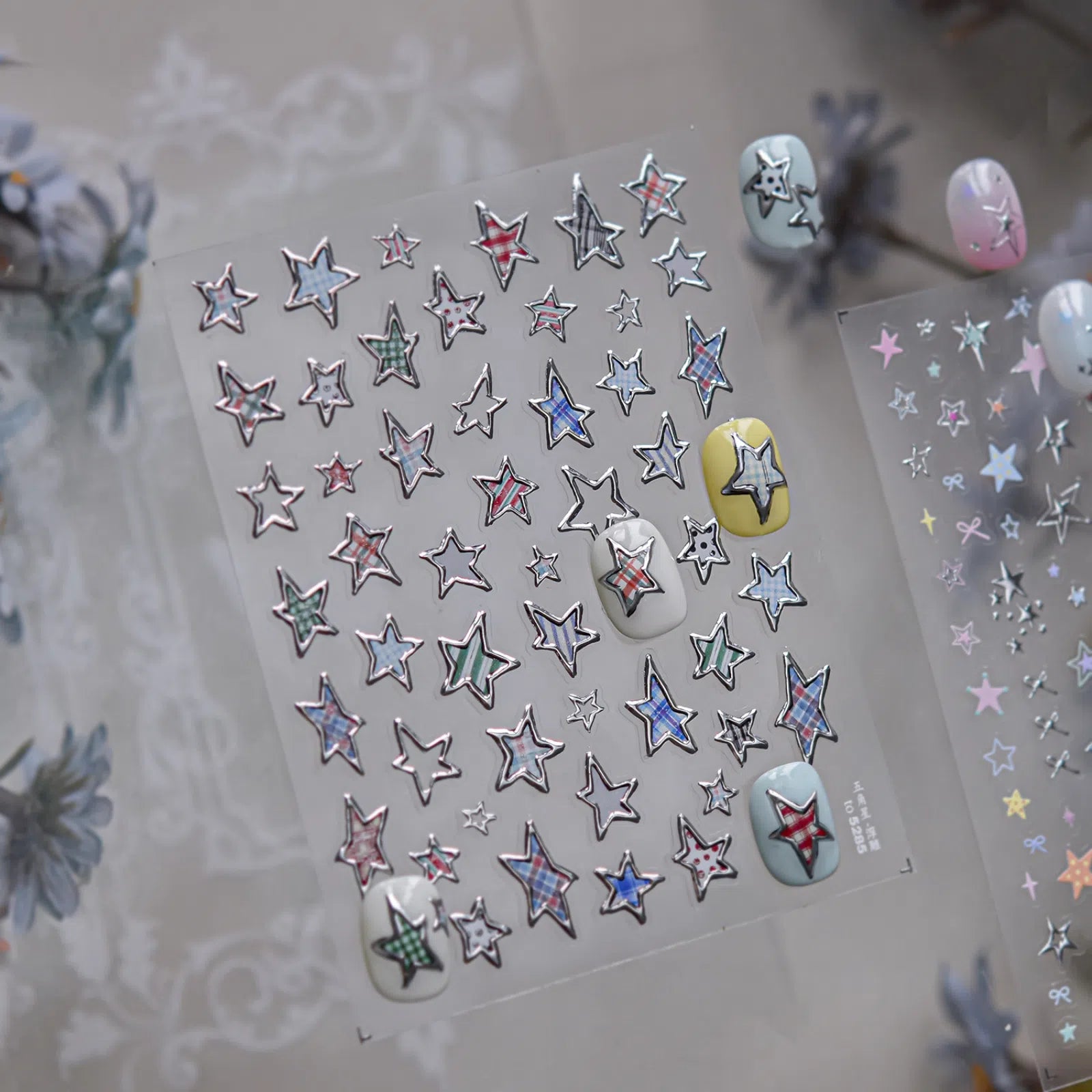 Metallic Star Nail Stickers | Celestial Nail Art Decals image