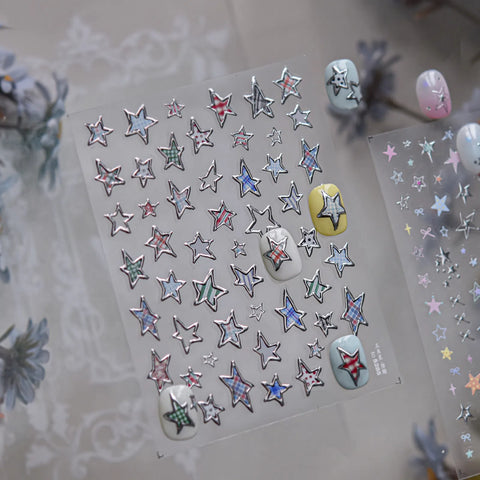 Metallic Star Nail Stickers | Celestial Nail Art Decals image
