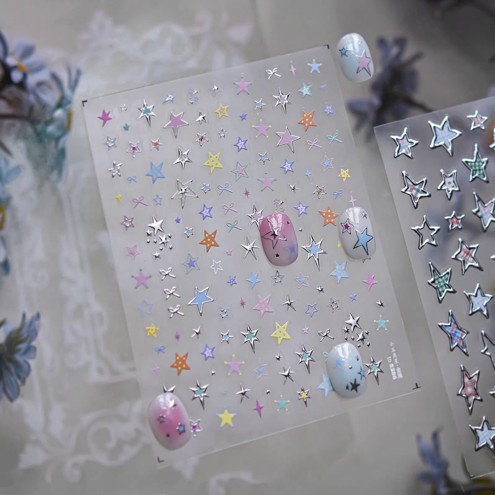 Metallic Star Nail Stickers | Celestial Nail Art Decals image